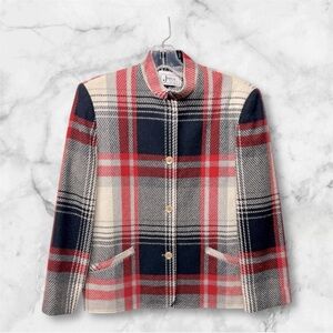 Joyce Sportswear Vintage blazer jacket tartan plaid red cream black XS